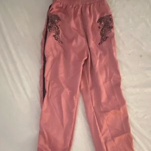 Satin pink joggers